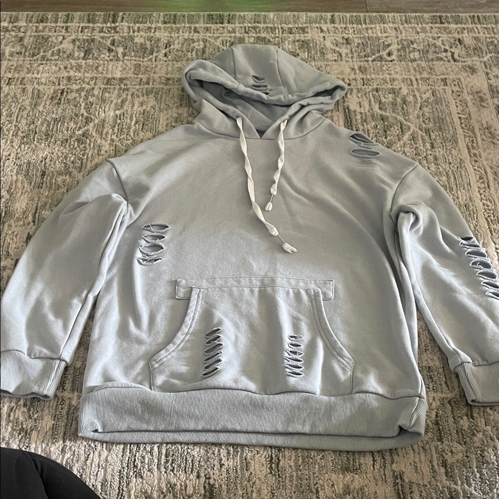 Light blue Distressed Hoodie